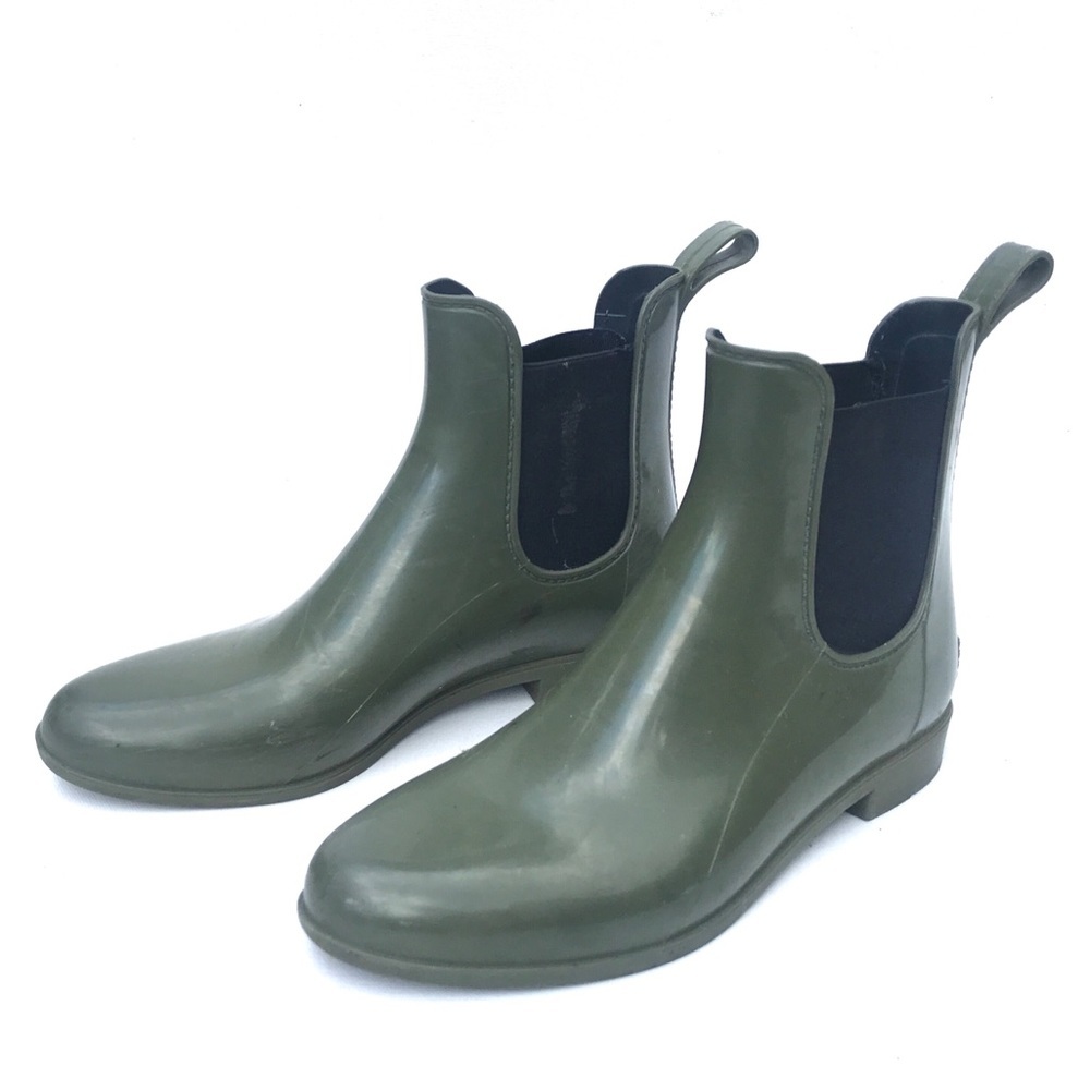 J. Crew Chelsea Rain Booties boots 8 green